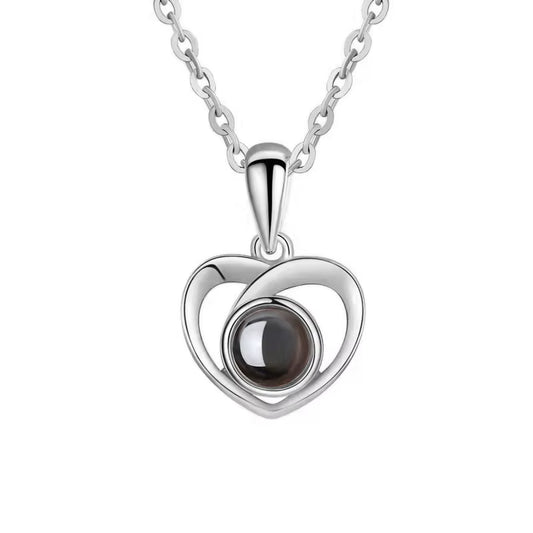 Crossed Heart Photo Necklace